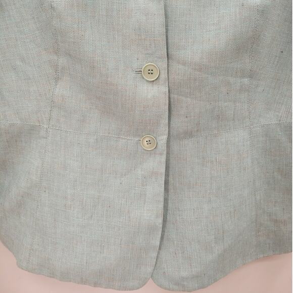 Le Suit Vintage 90s Pastel Linen Ladies Single Breasted Midi‎ Skirt Suit Set - Picture 10 of 16